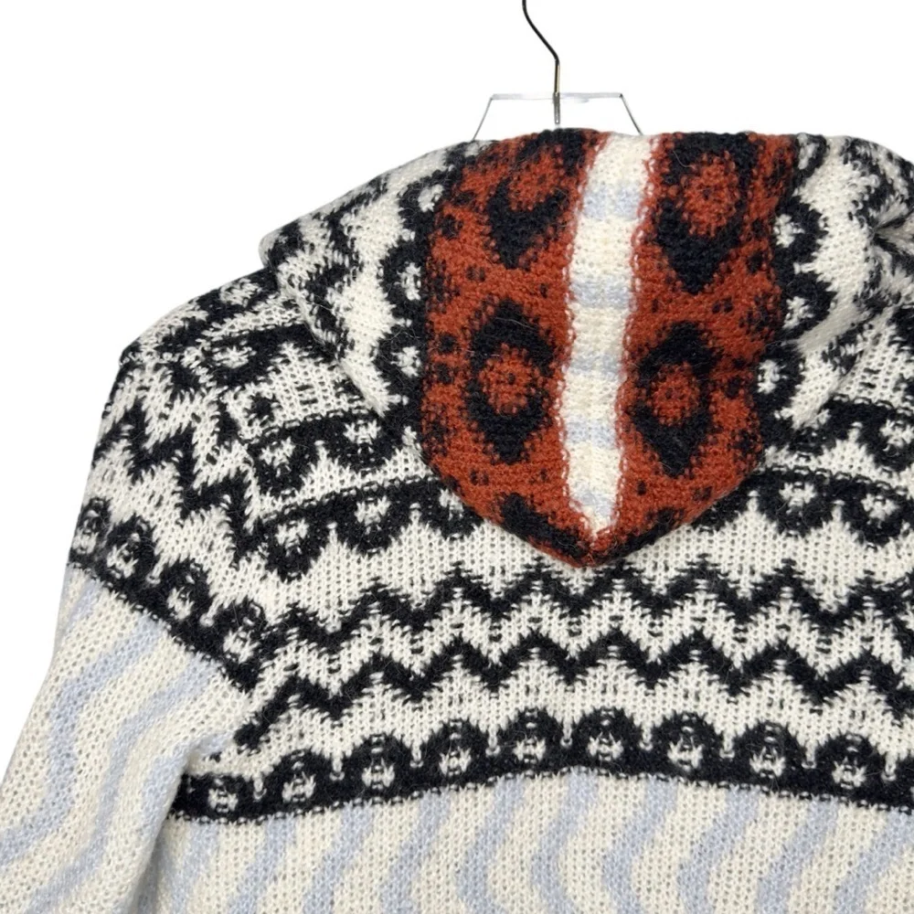 Abercrombie Alpaca Blend Southwest Hooded Cardigan Cozy Cabin Sweater Sz Small